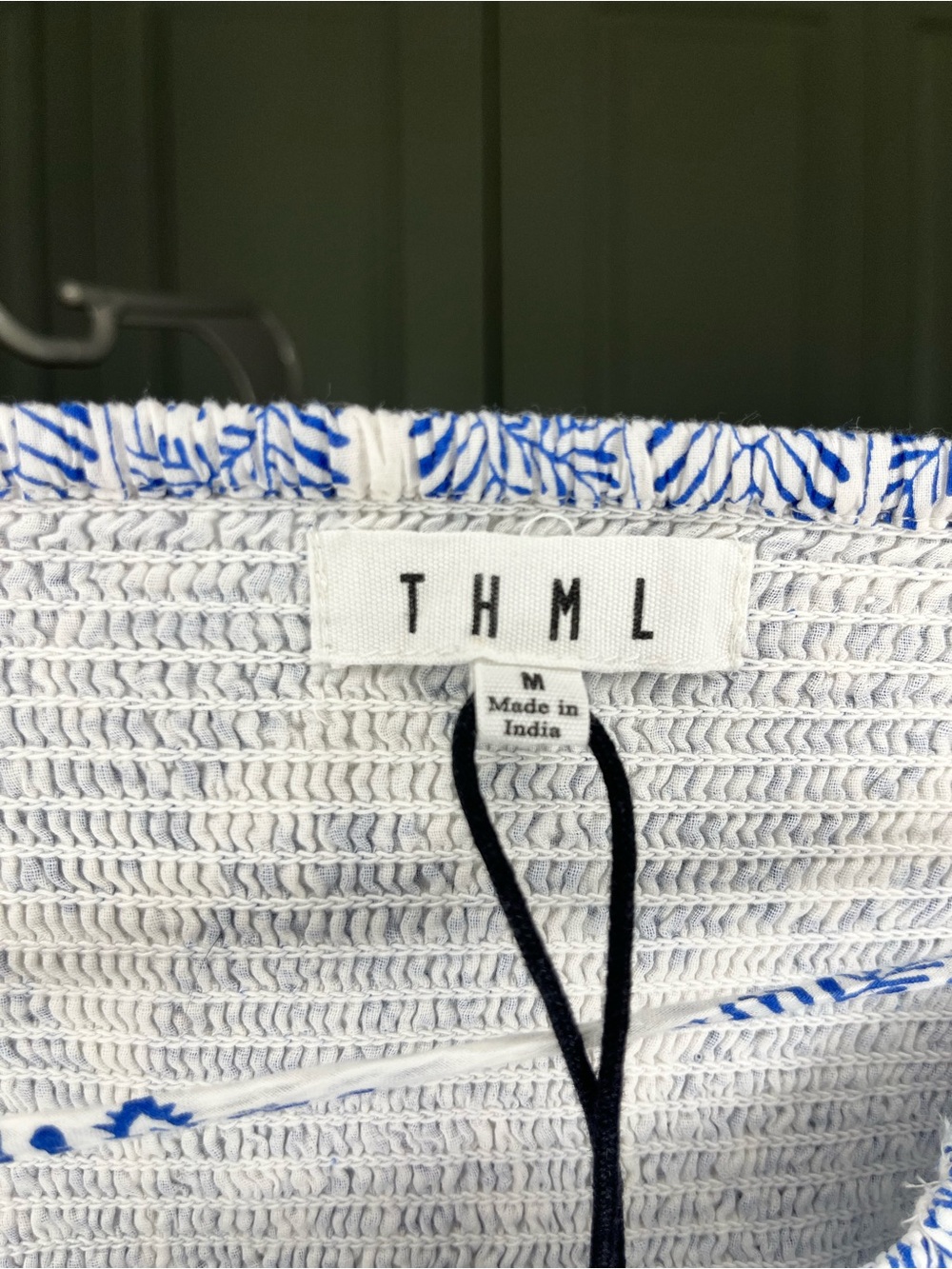 THML Blue and White Printed Tiered Maxi Dress with Red Hem - Picture 2 of 3